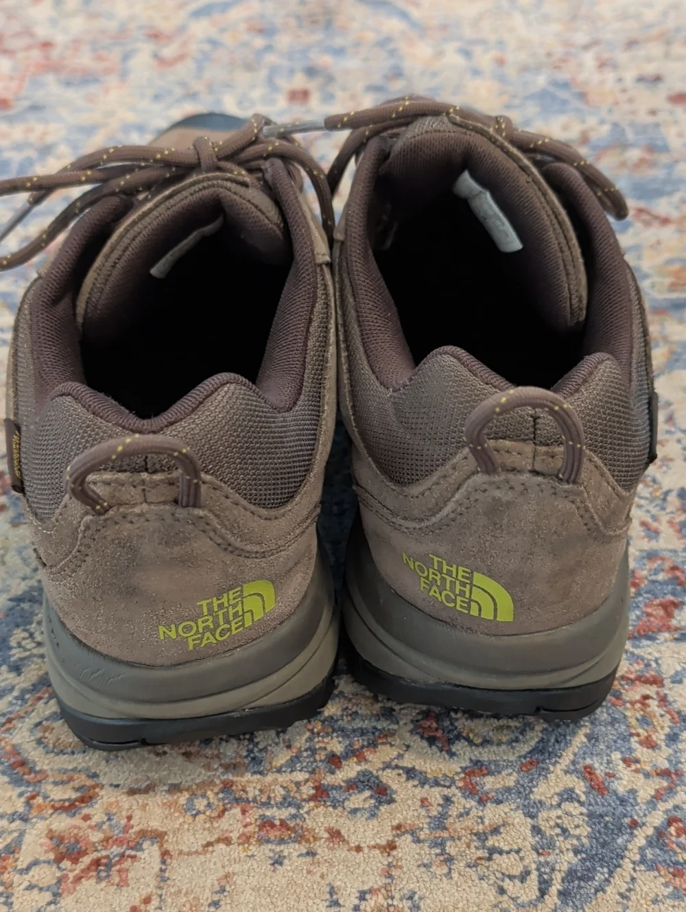 The North Face Men’s Brown Trail Hiking Shoes with Yellow Accents